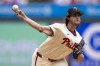 Philadelphia Phillies starting pitcher Aaron Nola delivers during the first inning of a baseball game against the Washington Nationals, Sunday, May 19, 2024, in Philadelphia. (AP Photo/Chris Szagola)