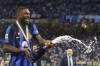 Inter's Marcus Thuram celebrates their victory of the 
