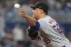 New York Mets' Sean Manaea delivers a pitch during the first inning of a baseball game against the Miami Marlins, Sunday, May 19, 2024, in Miami. (AP Photo/Wilfredo Lee)