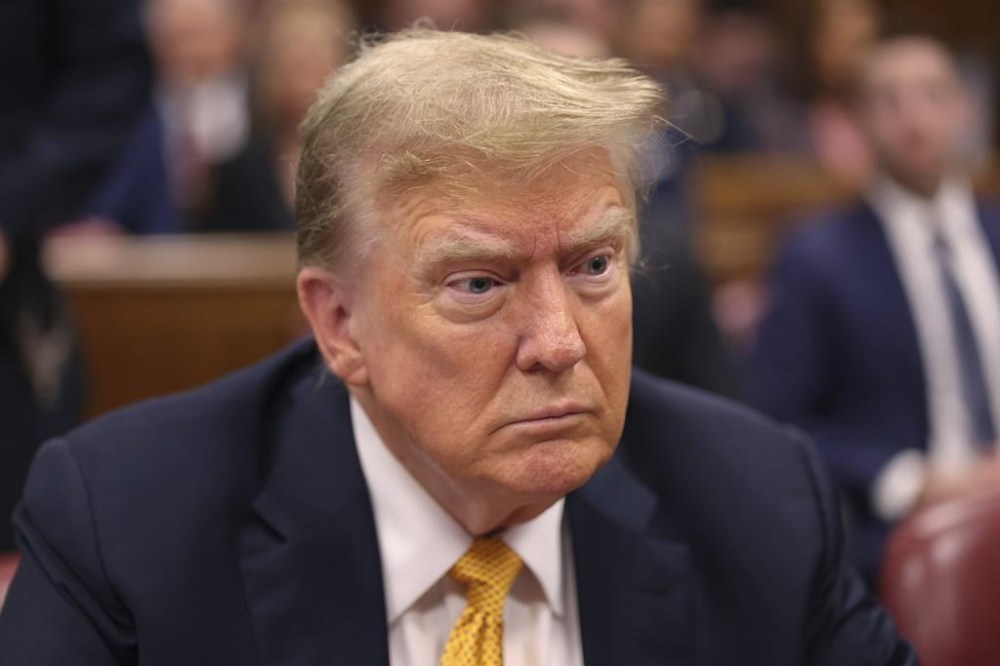 Former President Donald Trump sits in Manhattan Criminal Court on Tuesday, May 21, 2024 in New York. (Michael M. Santiago/Pool Photo via AP)