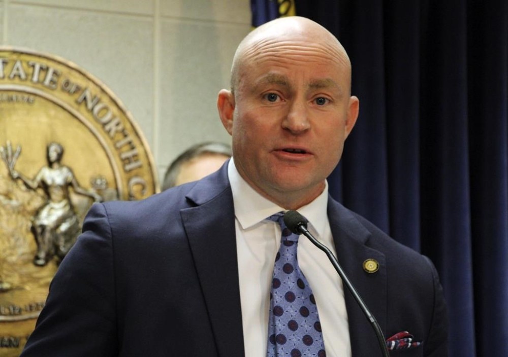 FILE - North Carolina Sen. Danny Britt, a Robeson County Republican, speaks at the Legislative Building, Feb. 14, 2023, in Raleigh, N.C. Access by the public and the media to North Carolina autopsy reports related to criminal investigations would be significantly restricted under a bill, shepherded by Britt, considered Tuesday, May 21, 2024, by a legislative committee. (AP Photo/Hannah Schoenbaum, File)