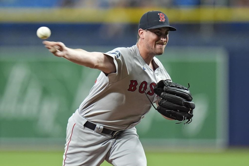 Boston Red Sox starting pitcher Cooper Criswell delivers to the Tampa Bay Rays during the first inning of a baseball game Tuesday, May 21, 2024, in St. Petersburg, Fla. (AP Photo/Chris O'Meara)
