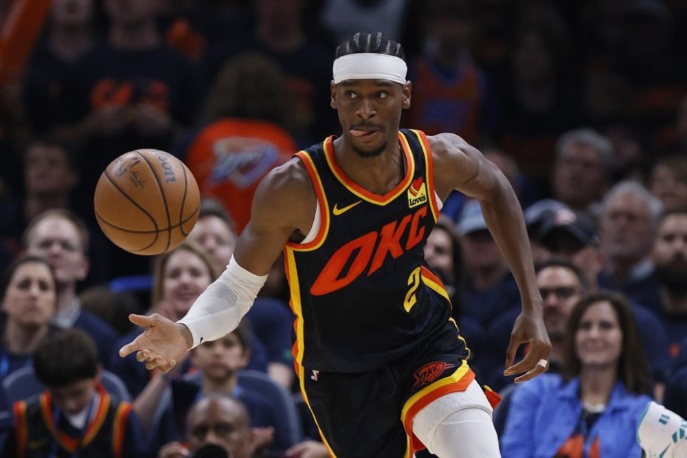 Oklahoma City Thunder guard Shai Gilgeous-Alexander during the second half of Game 5 of an NBA basketball second-round playoff series against the Dallas Mavericks, Wednesday, May 15, 2024, in Oklahoma City. (AP Photo/Nate Billings)