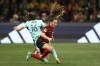Canada's Allysha Chapman and Australia's Hayley Raso, left, fall to the ground during the Women's World Cup Group B soccer match between Australia and Canada in Melbourne, Australia, Monday, July 31, 2023. Canada coach Bev Priestman is starting to get some of her injured talent back ahead of the Paris Olympics. THE CANADIAN PRESS/AP/Hamish Blair