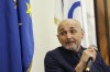 Italian national soccer team's head manager Luciano Spalletti speaks during a round table on the occasion of the second Meeting on Human Fraternity, at the Italian Olympic Committee's headquarters in Rome, Saturday, May 11, 2024. (AP Photo/Riccardo De Luca)