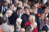 Britain's former athlete Sebastian Coe, left, talks with Jim Ratcliffe on the tribune during the English Premier League soccer match between Manchester United and Arsenal at the Old Trafford Stadium in Manchester, England, Sunday, May 12, 2024. (AP Photo/Dave Thompson)