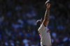 Atlanta Braves pitcher a reacts after striking out Chicago Cubs' Michael Busch to end the baseball game, Thursday, May 23, 2024, in Chicago. (AP Photo/Erin Hooley)