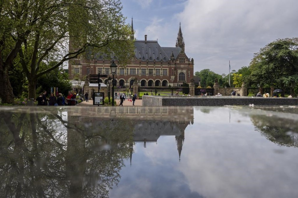Exterior view of the Peace Palace, office of the International Court of Justice, or World Court, in The Hague, Netherlands, Thursday, May 16, 2024. The U.N.'s top court opened two days of hearings in a case brought by South Africa to see whether Israel needs to take additional measures to alleviate the suffering in war-ravaged Gaza. (AP Photo/Peter Dejong)