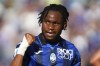 Atalanta's Ademola Lookman celebrates after scoring during the Serie A soccer match between Atalanta and Torino at the Gewiss Stadium, Italy, Sunday May 26, 2024. (Spada/LaPresse via AP)
