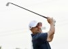 Richard Bland tees off on the fourth hole during the final round of the Senior PGA Championship held at Harbor Shores Sunday, May 26, 2024, in Benton Harbor, Mich. (Don Campbell/The Herald-Palladium via AP)