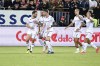 Fiorentina's midfielder Giacomo Bonaventura, left, scores a goal and celebrates with his team during the Italian Serie A soccer match between Cagliari Calcio and Fiorentina at the Unipol Domus in Cagliari, Italy, Thursday, May 23, 2024. (Gianluca Zuddas/LaPresse via AP)