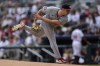 Washington Nationals pitcher Mitchell Parker (70) delivers in the first inning of a baseball game against the Atlanta Braves, Monday, May 27, 2024, in Atlanta. (AP Photo/Mike Stewart)