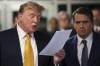 Former President Donald Trump speaks alongside his attorney Todd Blanche following the day's proceedings in his trial Tuesday, May 21, 2024, in Manhattan Criminal Court in New York. (Michael M. Santiago/Pool Photo via AP)