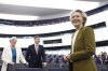 FILE - European Commission President Ursula von der Leyen arrives for ceremony to mark the 20th Anniversary of the 2004 EU Enlargement, on April 24, 2024 at the European Parliament in Strasbourg, eastern France. Some 400 million EU citizens go to the polls this weekend to elect the members of the European Parliament in one of the biggest global democratic events. (AP Photo/Jean-Francois Badias, File)
