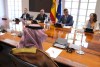 Spain's Foreign Minister Jose Manuel Albares, 2nd left and Spain's Prime Minister Pedro Sanchez, 3rd left, preside over a meeting with Middle Eastern foreign ministers at the Moncloa Palace in Madrid, Spain, Wednesday, May 29, 2024. Spain is hosting a meeting of the Foreign Ministerial Committee of Arabic and Islamic countries for Gaza a day after Spain, Norway and Ireland formally recognized a Palestinian state. (AP Photo/Manu Fernandez)