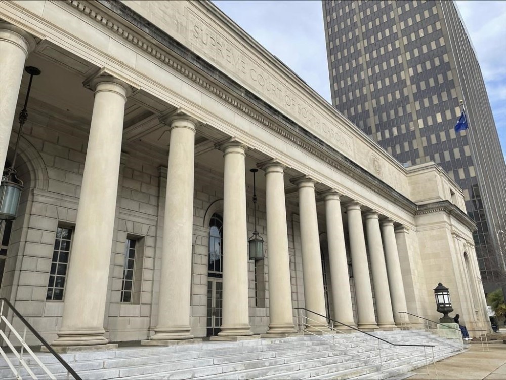 FILE - The exterior of the South Carolina Supreme Court building in Columbia, S.C. is shown Jan. 18, 2023. For the first time in nearly two decades, all the justices on South Carolina’s Supreme Court are going to be white. (AP Photo/James Pollard, file)