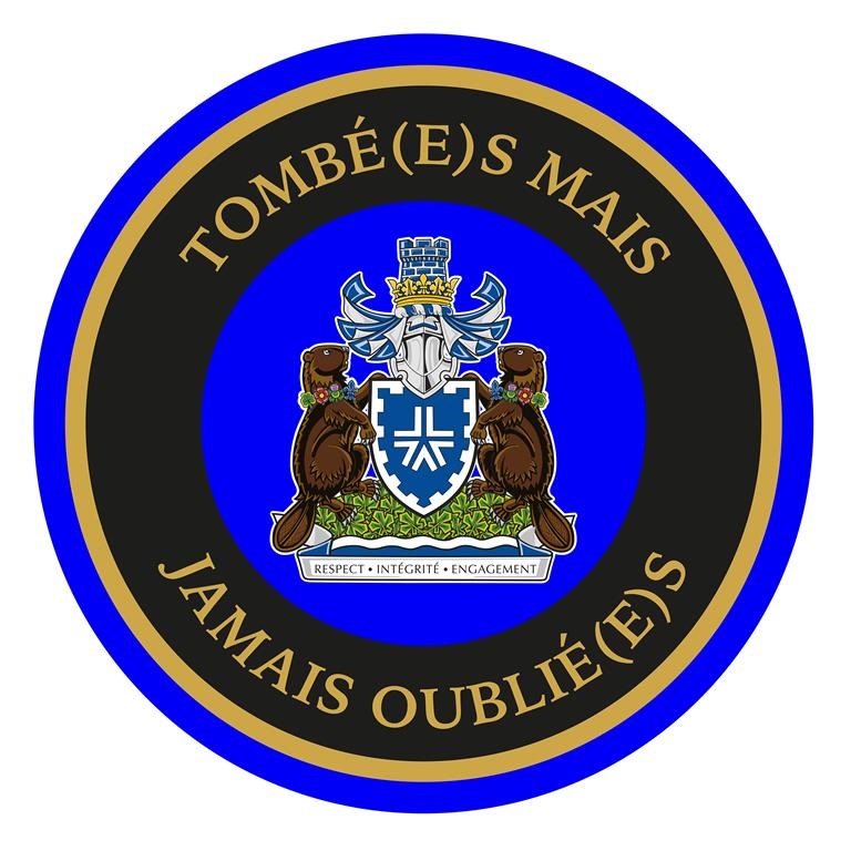 Montreal police have introduced a new patch, as shown in this handout image, to replace a symbol that many officers wore on their uniforms to honour fallen colleagues but that has become associated with the far right. The new symbol contains the words “fallen but never forgotten