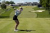 Nelly Korda hits her tee shot on the 18th hole during a practice round for the U.S. Women's Open golf tournament at Lancaster Country Club, Wednesday, May 29, 2024, in Lancaster, Pa. (AP Photo/Matt Slocum)