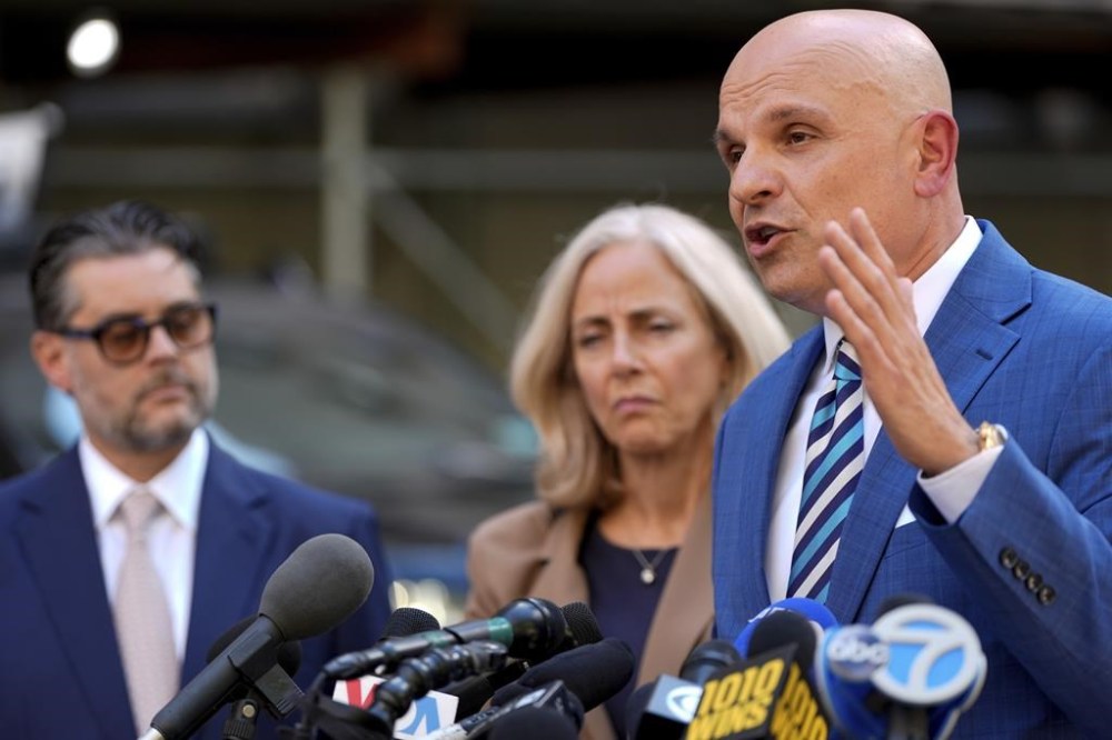 Arthur Aidala, attorney for Harvey Weinstein, speaks at a press conference outside Manhattan Criminal Court, Wednesday, May 29, 2024, in New York. (AP Photo/Julia Nikhinson)