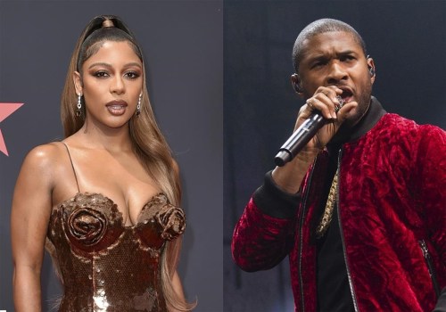 This combination of photos shows Victoria Monet at the BET Awards in Los Angeles on June 26, 2022, left, and Usher performs at Power 105.1's Powerhouse 2016 at Barclays Center in New York on Oct. 27, 2016. (AP Photo)