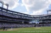 New York Mets' Pete Alonso falls down at home plate after being injured during the first inning of a baseball game against the Los Angeles Dodgers, Wednesday, May 29, 2024, in New York. (AP Photo/Frank Franklin II)