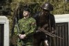 A soldier stands next to the Royal Regina Rifles statue in this April 6, 2024 handout photo during a previewing ceremony at the Saskatchewan War Memorial in Regina. It's to be unveiled Wednesday at Juno Beach at la place des Canadiens in France. The names of 488 soldiers from the infantry unit who died during the Second World War are etched into the statue's base. THE CANADIAN PRESS/HO - Brandt Industries Media Team, *MANDATORY CREDIT*