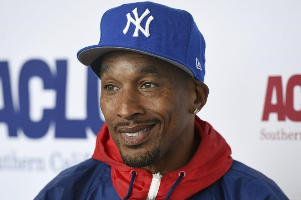 FILE - Korey Wise poses at the ACLU SoCal's 25th Annual Luncheon at the JW Marriott at LA Live, on June 7, 2019, in Los Angeles. Donald Trump was found guilty in same courthouse where five Black and Latino youths, including Wise, were wrongly convicted 34 years ago in the 1989 vicious attack on a white female jogger. The former president famously took out a newspaper ad in New York City calling for the execution of the accused, in a case that roiled racial tensions locally and that many point to as evidence of a criminal justice system prejudiced against defendants of color. (Photo by Chris Pizzello/Invision/AP, File)