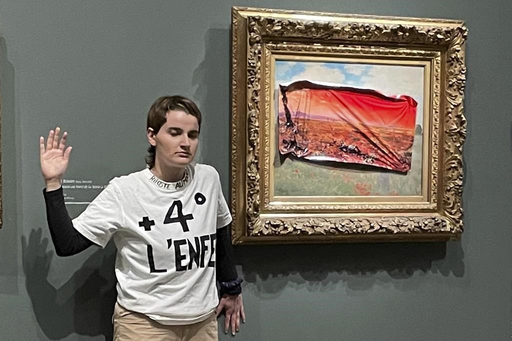 Jun 2024: A climate activist in Paris stuck a protest poster on Monet's 'Poppy Field'