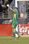 CF Montreal's Sebastian Breza reacts after a save during the second half of an MLS soccer match against the Philadelphia Union, Saturday, June 1, 2024, in Chester, Pa. (AP Photo/Chris Szagola)