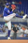 Texas Rangers starting pitcher Andrew Heaney winds up to throw during the first inning of a baseball game against the Miami Marlins, Sunday, June 2, 2024, in Miami. (AP Photo/Lynne Sladky)