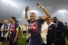 PSG's Kylian Mbappe celebrates after the French Cup final soccer match between Lyon and PSG at the Pierre Mauroy stadium in Villeneuve d'Ascq, northern France, Saturday, May 25, 2024. PSG won the match 2-1. (AP Photo/Michel Euler)