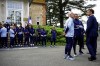 French President Emmanuel Macron, right, is welcomed by French soccer player Kylian Mbappe, center, and head coach Didier Deschamps for lunch at the national soccer team training center in Clairefontaine, west of Paris, Monday, June 3, 2024 ahead of the UEFA Euro 2024. (Sarah Meyssonnier/Pool Photo via AP)