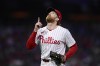 Philadelphia Phillies' Spencer Turnbull reacts after striking out St. Louis Cardinals' Michael Siani during the fifth inning of a baseball game, Saturday, June 1, 2024, in Philadelphia. (AP Photo/Derik Hamilton)