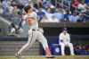 Baltimore Orioles' Ryan Mountcastle (6) hits a three-run home run during third inning MLB baseball action against the Toronto Blue Jays, in Toronto on Tuesday, June 4, 2024. THE CANADIAN PRESS/Christopher Katsarov