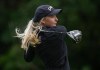 Maddie Szeryk, of Canada, tees off on the 13th hole during the pro-am at the LPGA CPKC Canadian Women's Open golf tournament, in Vancouver, on Wednesday, August 23, 2023. THE CANADIAN PRESS/Darryl Dyck