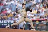San Diego Padres starting pitcher Dylan Cease throws to the plate during the first inning of a baseball game against the Los Angeles Angels Wednesday, June 5, 2024, in Anaheim, Calif. (AP Photo/Mark J. Terrill)