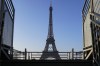The Olympic rings are seen on the Eiffel Tower Friday, June 7, 2024 in Paris. The Paris Olympics organizers mounted the rings on the Eiffel Tower on Friday as the French capital marks 50 days until the start of the Summer Games. The 95-foot-long and 43-foot-high structure of five rings, made entirely of recycled French steel, will be displayed on the south side of the 135-year-old historic landmark in central Paris, overlooking the Seine River. (AP Photo/Michel Euler)