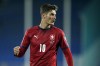 FILE - Czech Republic's Patrik Schick celebrates after scoring his side's opening goal during the World Cup 2022 group E qualifying soccer match between Belarus and Czech Republic at Centralniy Stadium in Kazan, Russia, Monday, Oct. 11, 2021. (AP Photo/Roman Kruchinin, File)