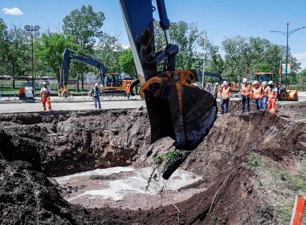 Calgarians are being urged to keep reducing their water use as work to repair a major water main entered a second day in Calgary, Friday, June 7, 2024.THE CANADIAN PRESS/Jeff McIntosh