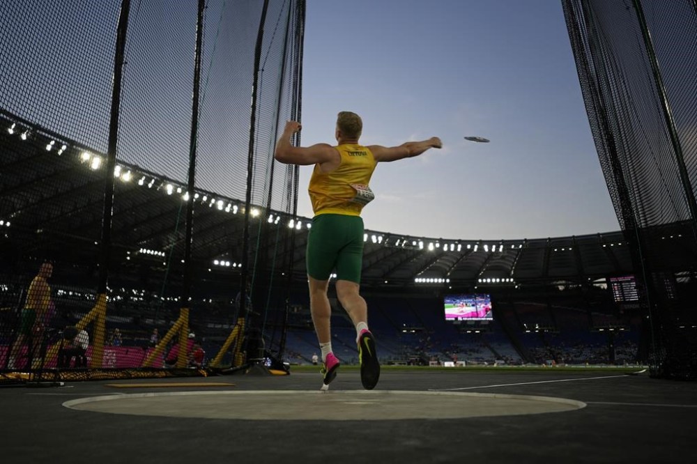 Slovenia’s Kristjan Ceh wins the discus throw in an elite field at the