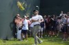 Xander Schauffele watches his shot from the rough on the 14th green during the second round of the Memorial golf tournament, Friday, June 7, 2024, in Dublin, Ohio. (AP Photo/Sue Ogrocki)