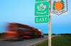 A semi-trailer travels east on Highway 16 west of Highway 10. (Tim Smith / The Brandon Sun files)