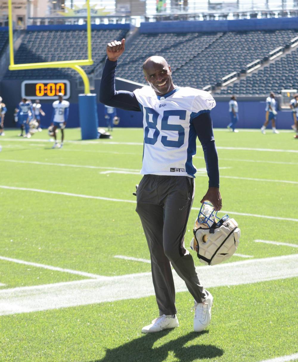 RUTH BONNEVILLE / FREE PRESS
Stegall, the CFL’s all-time touchdown leader didn’t just show up to wave at the fans, he was there to fully participate.