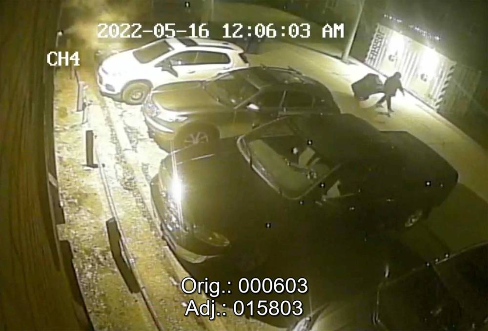 SUPPLIED Exhibit video of Jeremy Skibicki pulling a bin outside 211 Arby. May 16, 2022