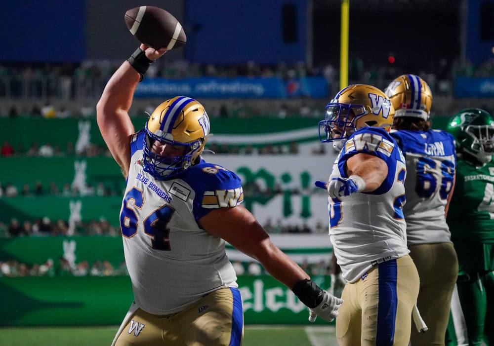 Heywood Yu / THE CANADIAN PRESS
Liam Dobson would appear to be the favourite in the competition to replace Geoff Gray on the Blue Bombers offensive line.
