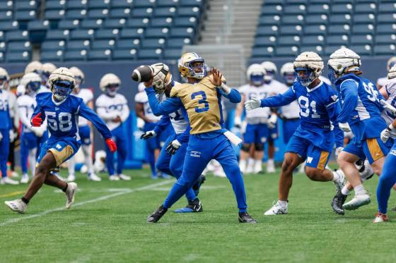Quarterback Terry Wilson Jr. would appear to have the inside track on the Bombers’ third QB spot. (Mike Deal / Free Press files)