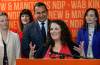 JOHN WOODS / FREE PRESS
Tuxedo by-election candidate Carla Compton speaks to media after NDP leader Wab Kinew introduced her to supporters at their River Heights constituency office Monday, May 20, 2024.