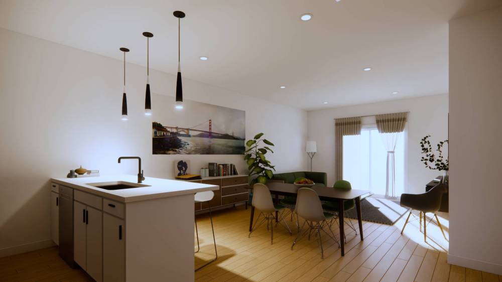 Main living areas in the 1,477 sq. ft. bungalows will be bright, open and beautifully finished.
