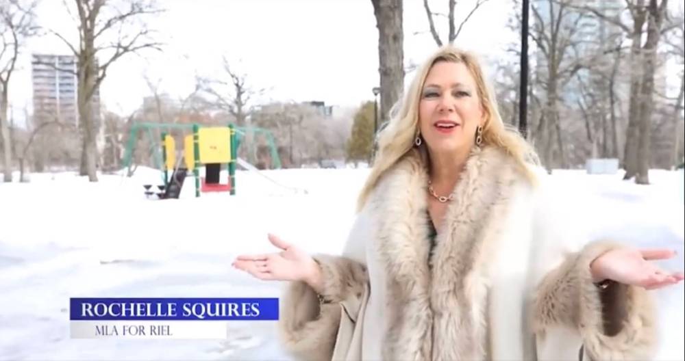 Reddit
An impromptu decision to cover up from the cold during a video shoot resulted in much ridicule and criticism for former provincial cabinet minister Rochelle Squires.