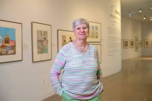 BROOK JONES / FREE PRESS
                                Darlene Coward Wight is the curator of Omalluq: Pictures from my Life, which features work by the late Kinngait artist Omalluq Oshutsiaq.
                                BROOK JONES / FREE PRESS
                                Darlene Coward Wight who is the Winnipeg Art Gallery-Qaumajuq Curator of Inuit Art is pictured in front of the Omalluq: Pictures from my Life exhibit which features work by Kinngait artist Omalluq Oshutsiaq at the WAG-Qaumajuq in Winnipeg, Man.., Friday, May 24, 2024. Oshutsiaq began drawing during the last two years of her life and died in 2014.. The art exhibit runs until March 30, 2025.